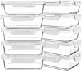 KOMUEE 10 Packs 30 oz Glass Meal Prep Containers,Glass Food Storage Containers with Lids,Airtight Lunch Bento Boxes,Microwave, Oven, Freezer and Dishwasher,White