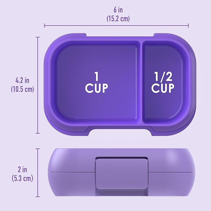 Bentgo Kids Snack - 2 Compartment Leak-Proof Bento Box Container for Snacks and Small Meals, Easy-Open Latch, Dishwasher Safe, BPA-Free for School, Daycare, & Sports - Ideal for Ages 3+ (Purple)