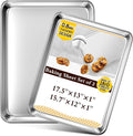 Baking Sheet Set of 2, Commercial Grade Stainless Steel Cookie Sheets for Baking, 17.5''x13'' / 15.7''x12'', Thicker and Firmer Baking Pans Set, Rust & Warp Resistant & Nonstick, Nontoxic & Heavy Duty