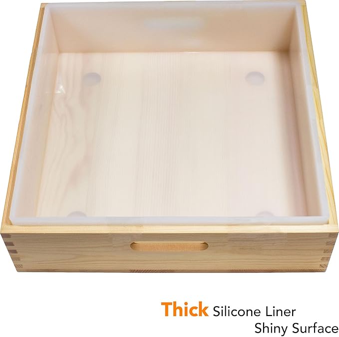 Rectangle Silicone Soap Mold 279oz with Wood Box DIY Tool for Soap Rectangular Loaf Soap Mold 36 Bars White Handmade Loaf Mould (L Box - 8kg)