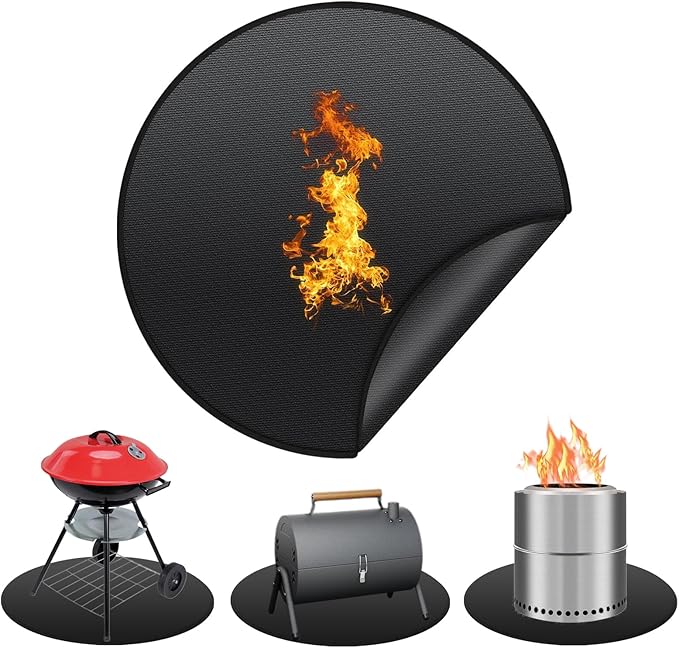 36'' Fire Pit Mat for Solo Stove Bonfire, Double Sided Fireproof Grill Under Mat, Protective Mat for Deck Patio for Solo Stove Accessories, Easy to Clean, Reusable