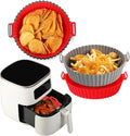 Air Fryer Silicone Liners, Pot 4 Pcs Reusable Non-Stick Air Fryer Basket Bowl Fit 3-5QT Air fryer Baking Replacement of Flammable Parchment Paper(Round, 6.5 Inch)