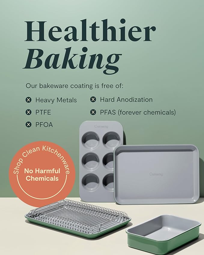 Caraway Nonstick Ceramic Small Baking Sheet Duo (9x13”) – Non-Toxic, PTFE & PFOA Free – Oven Safe – Aluminized Steel Core – Mini Sheet Pan for Baking, Roasting & More - Black