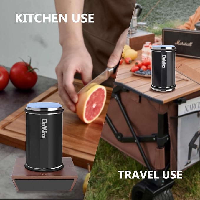 Longer Rolling Knife Sharpener with Leather Strop, Upgraded Rolling Knife Sharpening with 4 Degree Angle and 4PCS Replaceable Honing Discs, Easy to Sharpen Ktichen Knives, Black
