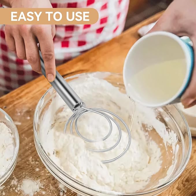 Danish Dough Whisk Stainless Steel Hook Dutch Baking Tool Bread Sourdough Mixer for Pizza Pastry Cake Batter Making