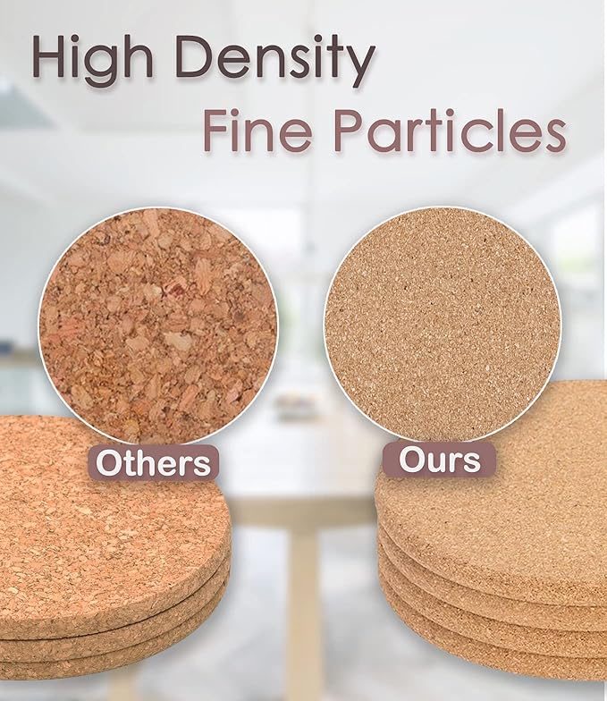 Cork Trivet, High Density Fine Particle Thick Cork Trivets for Hot Dishes, 8 Inch Heat Resistant Coaster, Placemats Hot Pads for Pots and Pans, 8 Pcs, 8x0.4 Inch, Round and Square (KTLBCT26)