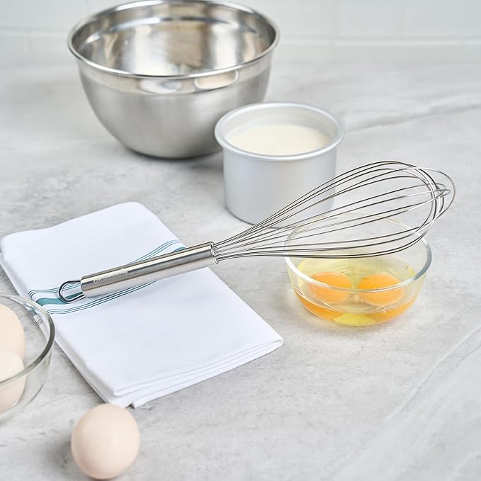 Restaurantware-German Standard 12.5 Inch French Whisk, 1 Dishwashable Kitchen Wire Whisk - Ergonomic Handle, Durable, Stainless Steel French Whip, For Blending, Stirring, Mixing Of Ingredients