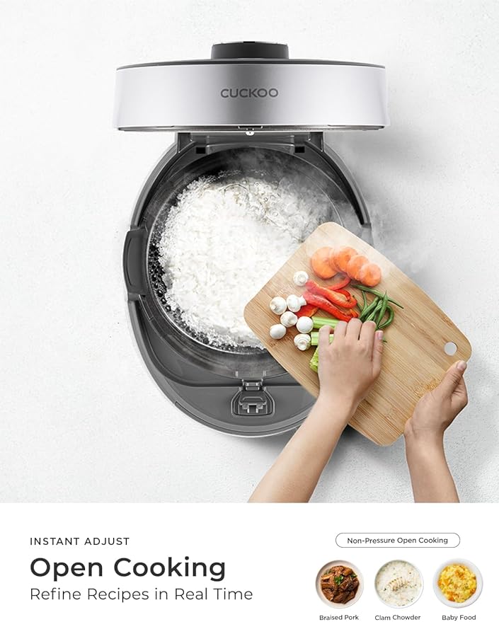 CUCKOO Twin Pressure Rice Cooker 10-Cup Uncooked / 20-Cup Cooked with Nonstick Inner Pot, Large Rice Maker & Warmer with 16 Menu Options, Open Cooking Mode, Voice Guide, Gray (CRP-ST1009FG)