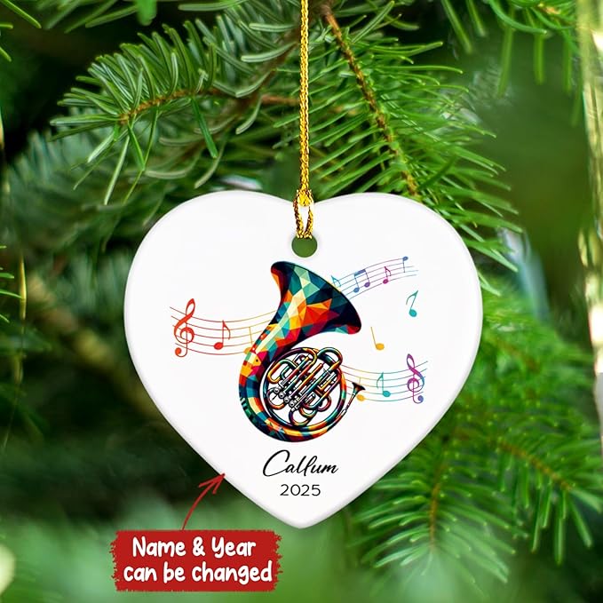 French Horn Ceramic Ornaments, Customized Name & Year French Horn Player Christmas Ornament Gifts, Musical Instrument Ornaments Xmas Tree, Personalized Music Lovers Ceramic Ornament Decoration 2025