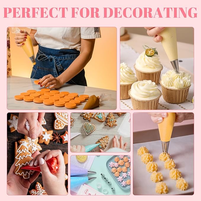 200 Pcs Disposable Cream Pastry Bag Cake Icing Piping Decorating Tool Cupcake Decorating Piping Icing Bag (Red)