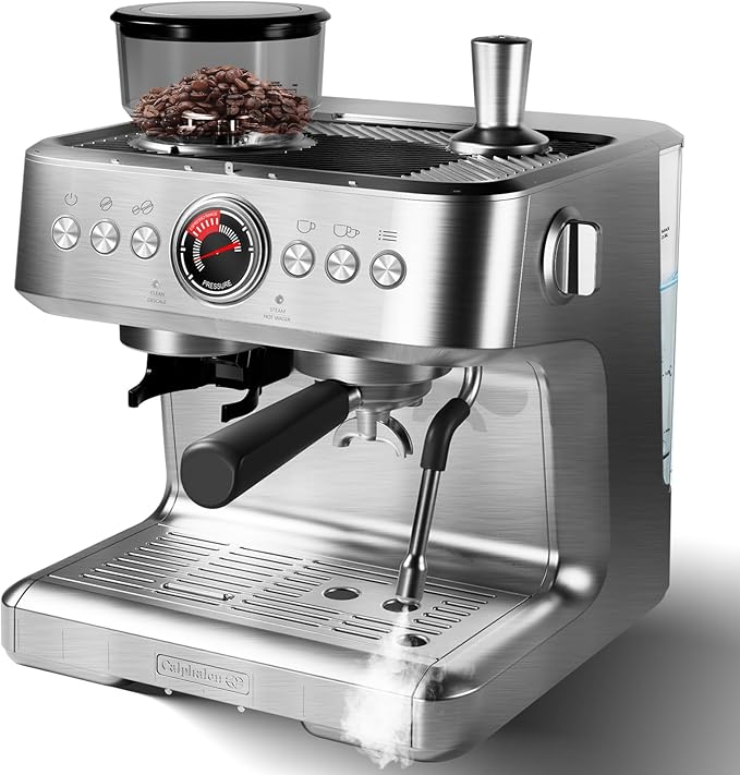Garvee Espresso Machine with Grinder & Milk Frother, 20 Bar Professional Pressure & 95Oz Large Water Tank, Semi-Automatic Coffee Maker for Cappuccino/Latte/Macchiato, Design for Home Barista
