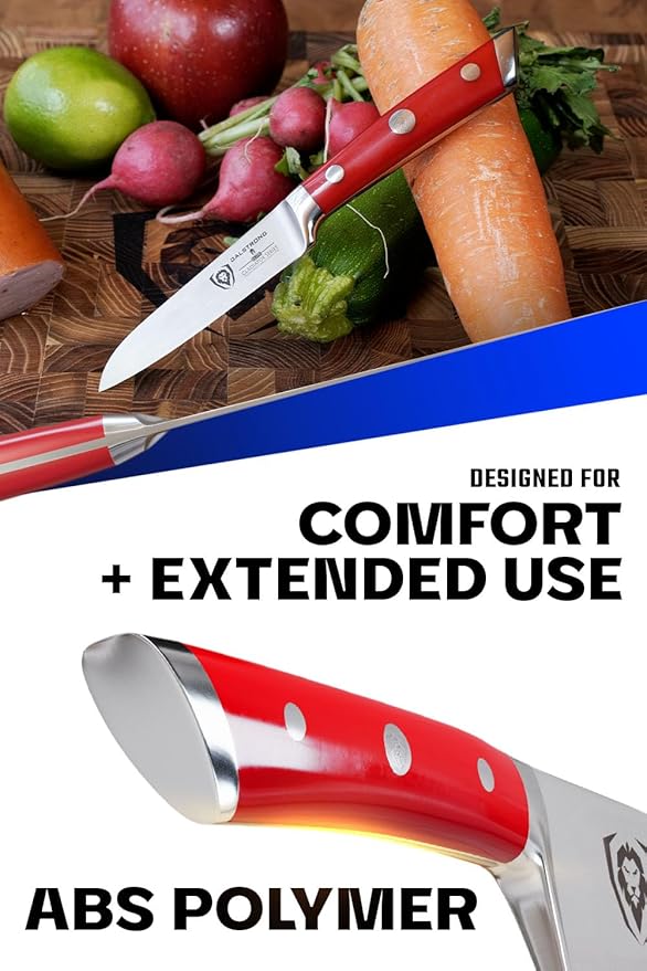 Dalstrong Paring Knife - 3.5 inch - Gladiator Series - Forged High-Carbon German Steel - Crimson Red ABS Handle Kitchen Knife - Sheath Included - Razor Sharp Cooking Chef Knife - NSF Certified
