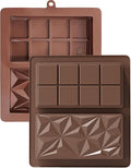 Silicone Chocolate Bar Mold, 1 Inch Deep, Large Candy Mould for Stuffed Bars and Fillings, 2 Pcs (brown02)