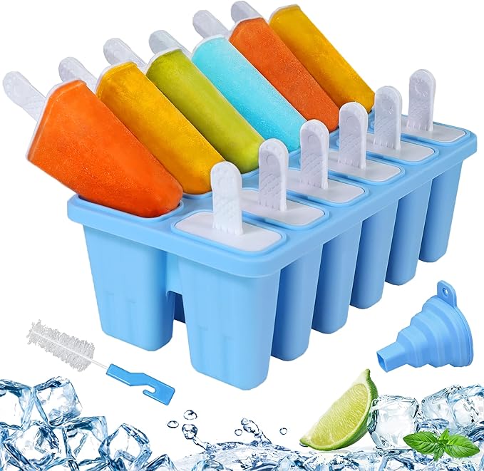 Silicone Popsicle Molds 12-cavity, DIY Ice Pop Mold for Kids Adult Teens, Ice Cream Molds for Party Yogurt Juice Smoothies Sticks
