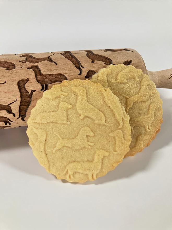Dachshunds Pattern Embossing Rolling Pin Engraved Rolling Pin With Dogs Pattern