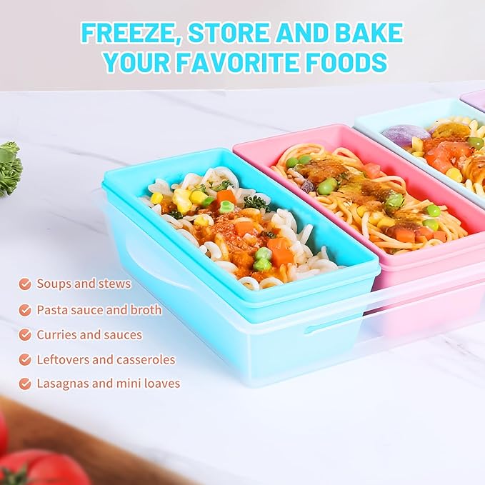 Gemice BPA-Free Silicone Freezer Molds with Base, Individual 4-Pack 2-Cup Portion Soup Cubes Freezer Tray with Lids for Food Storage, Oven & Dishwasher Safe, Silicone Freezer Containers for Meal Prep