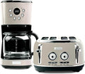 Haden 12 Cup Programmable Drip Coffee Maker Coffee Machine Bundled with Dorset 4 Slice Wide Slot Stainless Steel Toaster, Putty & Chrome