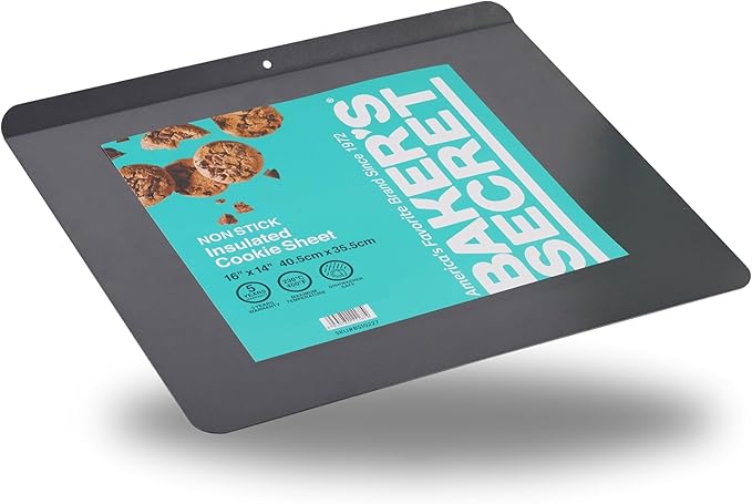 Baker's Secret 1pc Insulated Cookie Sheet Cookie Tray 16" x 14", Carbon Steel Insulated Double Wall, for Baking Roasting Cooking, Dishwasher Safe Home Baking Supplies PFOA, PFOS, PFAS, PTFE free