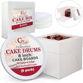 Cakebon Cake Boxes with Boards - 8 Inch Round Cake Drum White (6-pack) - Box With Window for Birthdays, Weddings and Parties