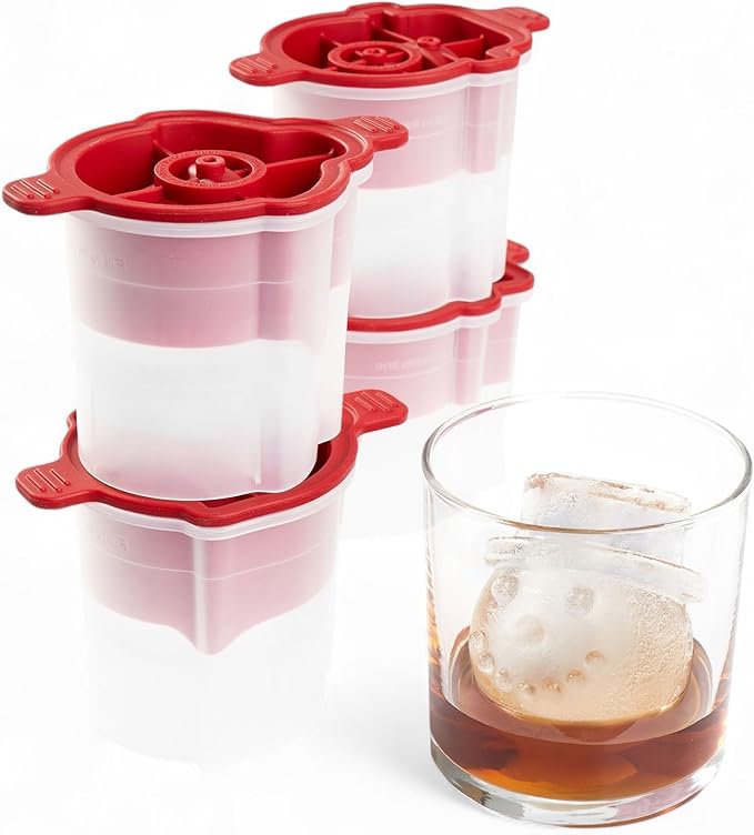 Tovolo Ice Cube Snowman Mold Holiday Ice Molds Silicone Set of 4 Christmas Stocking Stuffer for Adults Fun Festive Ice Sphere Makers