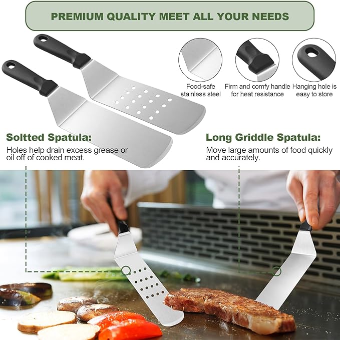 237pcs Griddle Accessories Kit for Blackstone, Perfect Flat Top Grilling Accessories, Grill Spatula Set with Enlarged Spatulas, Basting Cover, Burger Press Patty Maker, Scraper for Outdoor Barbecue