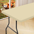 homing Rectangle Table Cloth Cover, Waterproof Polyester Elastic Fitted Tablecloth, Fits for 8 Foot Folding Tables, Washable Table Protector for Picnic, Camping, Outdoor (Champagne, 30" x 96")