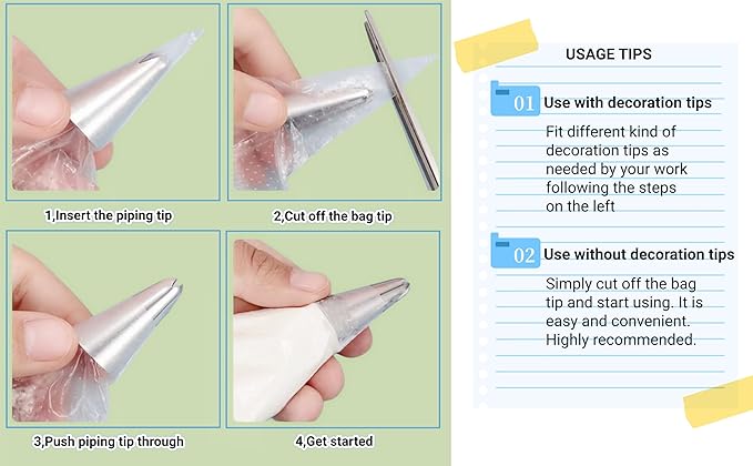 XXL 23 Inch Extra Large Piping Bags 100 Pack - Disposable Pastry Bags - Thick Anti-Burst Pastry Icing Frosting Piping Bags For Decorating Cupcakes Cakes Cookies (Extra Large 23 Inch-100 Pack)