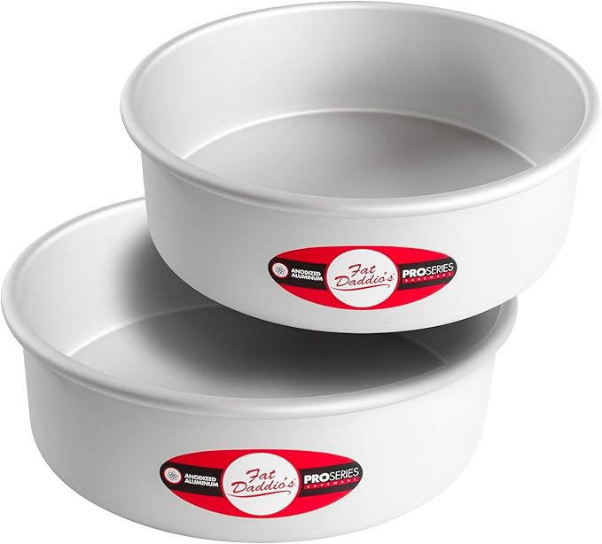 Fat Daddio's Anodized Aluminum Round Cake Pans, 2 Piece Set, 9 x 3 Inch