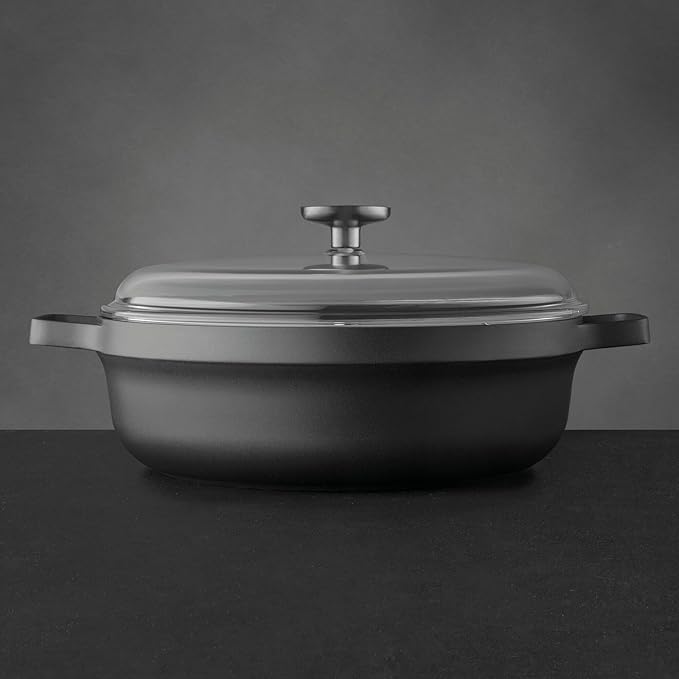 BergHOFF GEM Nonstick 11" Sauté Pan 4.9qt., Sturdy 2-Handle, Glass Lid, Ferno-Green, Non-Toxic PFOA-Free Coating, Ovensafe