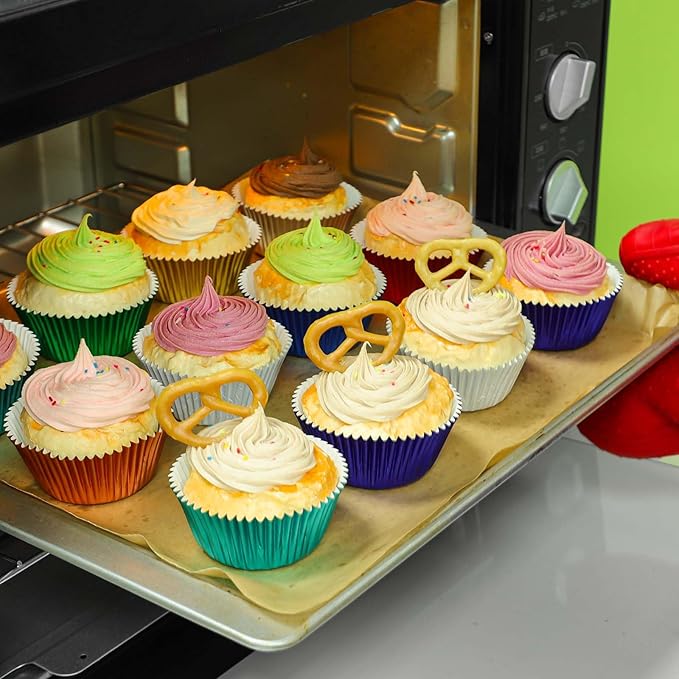 Gifbera White Foil Cupcake Liners Mini Size Muffin Baking Cups 300 Count