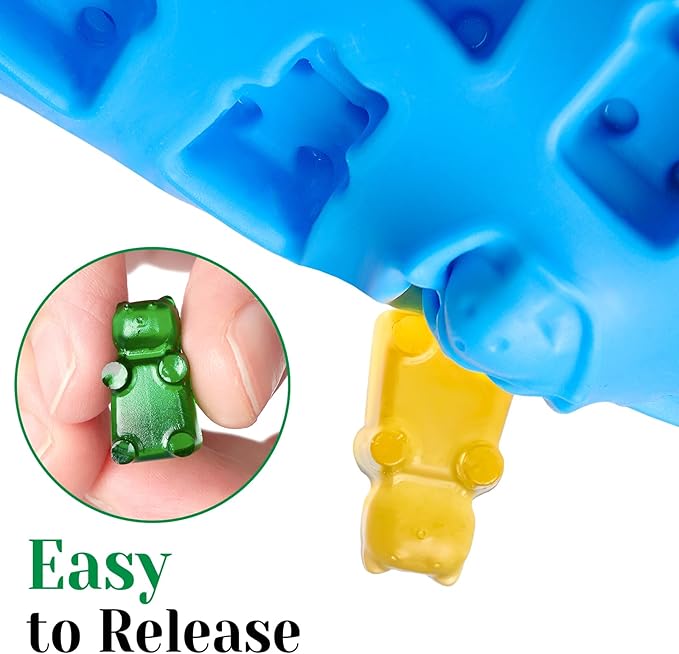 Gummy Candy Molds with 2 Droppers, Silicone Molds Include Bear, Dinosaur, Heart, Donut, 4 Pcs, 201 Cavities