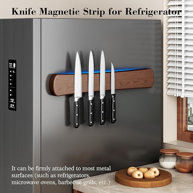 Magnetic Knife Holder for Wall, 18 Inch Wood Strong Magnetic Knife Strip, Housewarming Gifts for New Home, Kitchen Storage Space Savers, Farmhouse Kitchen Utensil Organizer Essentials