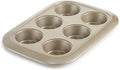 Berghoff Balance Nonstick 6 cup Cupcake/Muffin Baking Pan 2.5" x 1", Lightweight Carbon Steel, Ferno-Green, Non-toxic Coating Bakeware, Easy Food Release, Oven Safe Up To 450°F