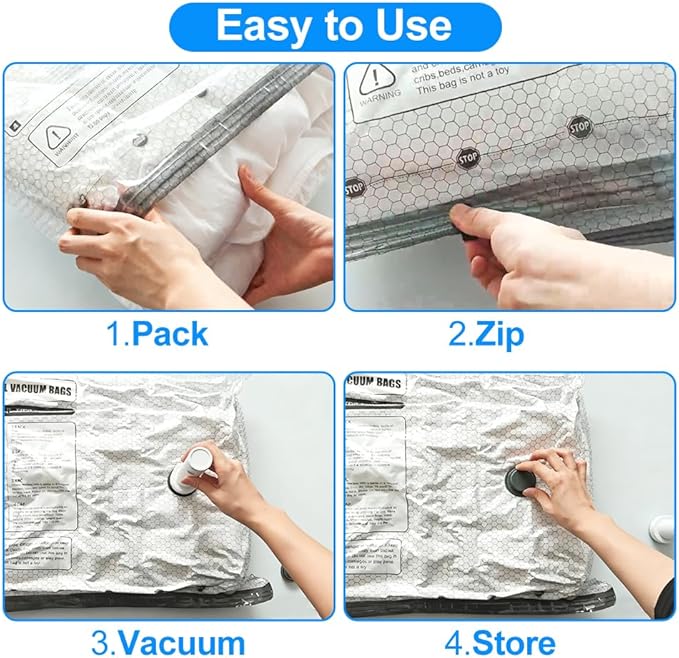12 Pack Vacuum Seal Bags for Clothing Travel with Wireless Electric Air Pump, 4 Large +4 Medium +4 Small, Reusable Space Saver Bags for Luggage and Suitcase, Cruise & Travel Essentials