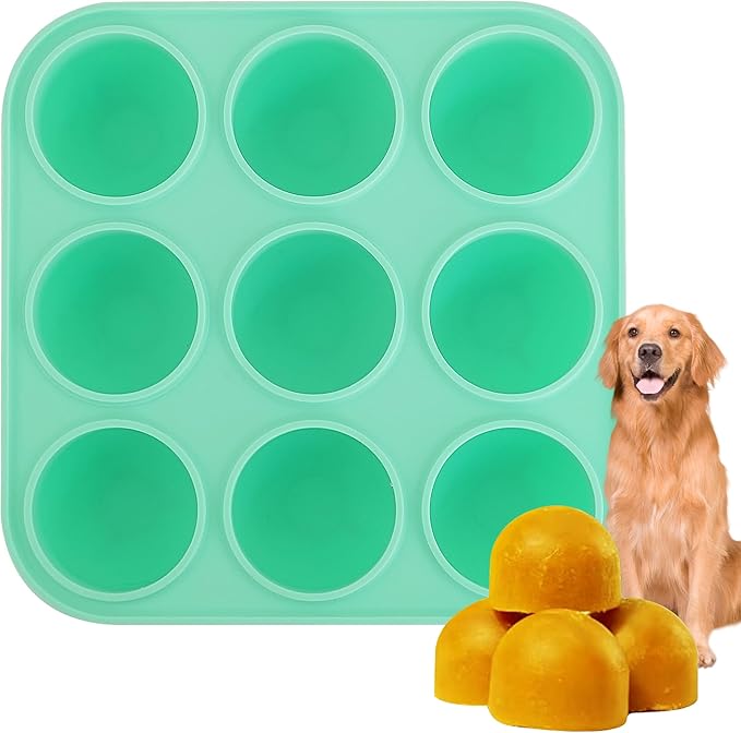 9Cavities Silicone Dog Treat Mold for Woof Pupsicle & Power Chewer Pupsicle, Frozen Dog Treat Molds for Making Refill Treats, Reusable Treat Tray for The Pupsicle Toy 10-25lbs (Small)