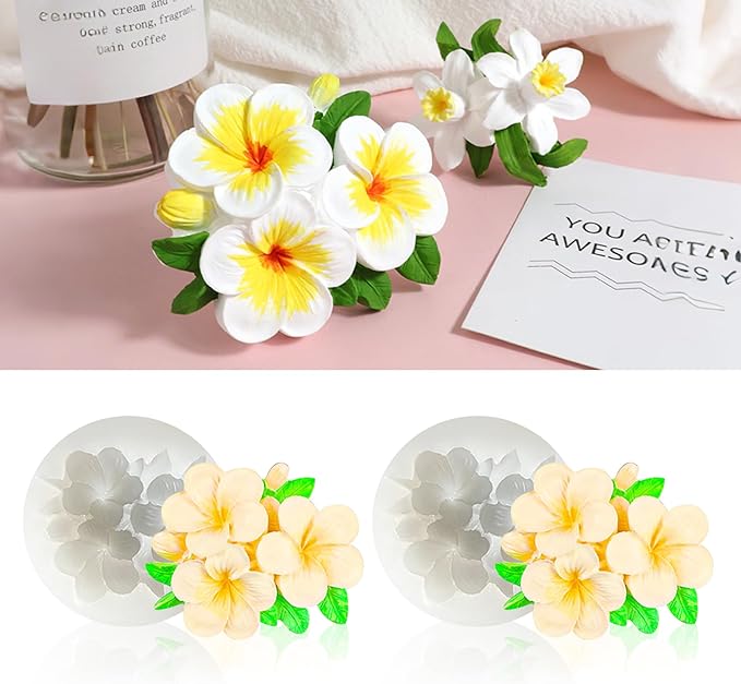 2Pcs Frangipani Flower Candle Wax molds Silicone Shapes for Wax Candles Making Valentine Flower Silicone Large Candle Wax Making molds for Candles moldes de silicona Flores para velas