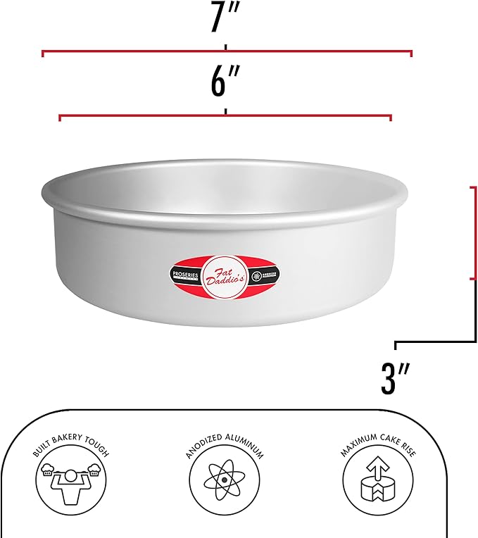Fat Daddio's PRD-63 Anodized Aluminum Round Cake Pan, 6 x 3 inch
