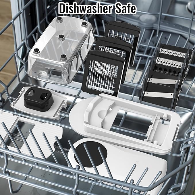 12 Blade All-in-1 Vegetable Chopper Mandoline Slicer with Container, Spiralizer with Contianers, Food Chopper, Onion Chopper, Veggie Cutter for Salad, Kitchen Gadgets Accessories Essentials, White