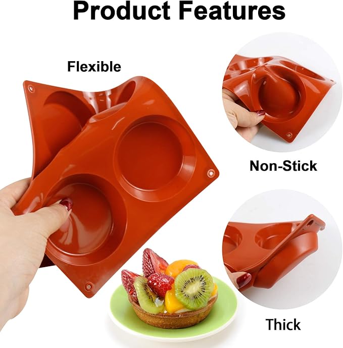Palksky Silicone Egg Molds for Oven Baking, 3 Pcs 6-Cavity Silicone Egg Bite Molds for Breakfast Sandwiches, Non-Stick 3" Muffin Top Pans/Whoopie Pie Pan