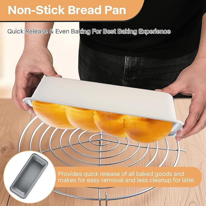 3-Pack 13×5 Inch Loaf Pan for Baking Bread, Nonstick Carbon Steel Bread Pan, Rust-Resistant & Warp-Resistant Full-Size Large Loaf Pan for Homemade Bread, Banana Loaf and Meatloaf