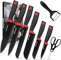 8-Piece Chef Knife Set - Ultra Sharp Premium German High Carbon Stainless Steel, Razor-Sharp & Durable, Lightweight Anti-Slip Handle, Professional Kitchen Knives with Gift Box (Red 8 Piece)
