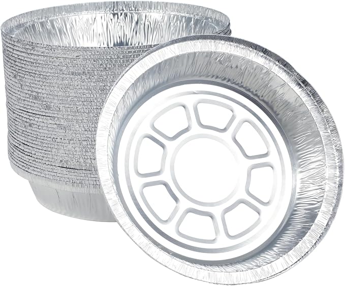7 Inch Aluminum Round Foil Pans with Paper Lids 60pack Disposable Aluminum Tin for Roasting Baking Cooking