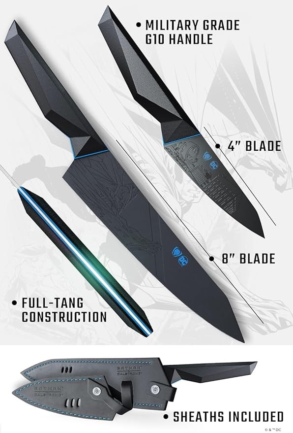 Dalstrong Knife Set - 2 Piece - BATMAN™ Shadow Black Edition - 8" Chef Knife 3.75" Paring Knife - High Carbon 7Cr17MoV Steel - Black Titanium Kitchen Knife - Collection Item - G10 Handle - Sheath