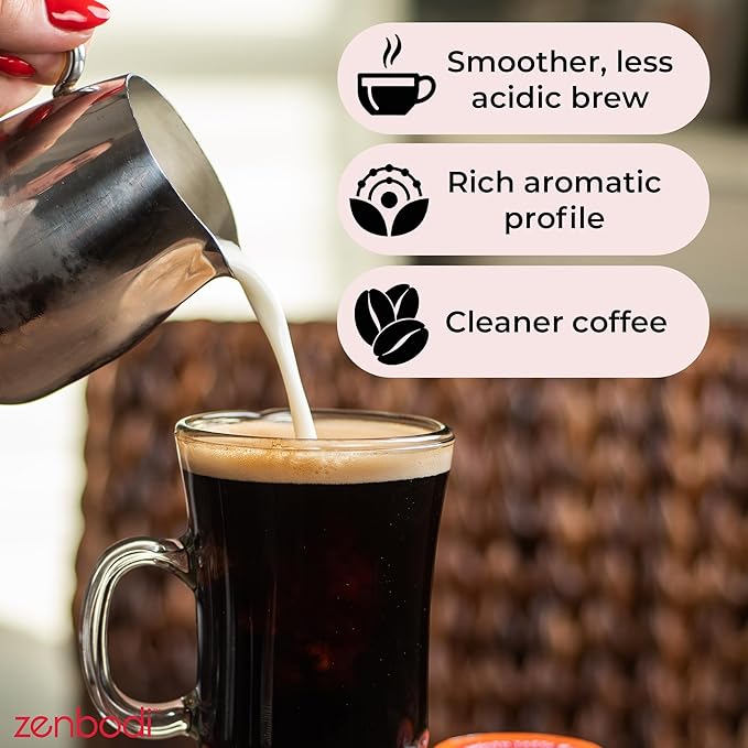 Zenbean Infrared Coffee Brew - 10 Servings Per Travel Pack, Single-Serve Pour-Over, Nootropic with Rhodiola Rosea, Adaptogen for Improved Focus and Energy
