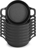 Mini Cast Iron Skillets 6.3 x 6.3 x 1.5 Inch Cast Iron Pan Small Ramekin Set Black Casserole Dish Cookware Oven Safe Mini Skillets for Kitchen Indoor Outdoor Picnic (8 Pack)