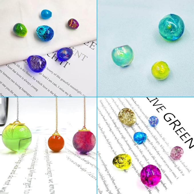 DLAND 2 Pcs Ball Silicone Resin Molds, Sphere Bead Resin Epoxy Universe Spheroid Molds, Pendant Casting Molds for DIY Jewelry Making