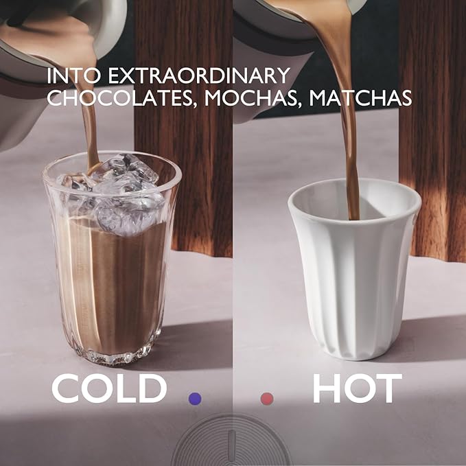 Hotel Chocolat Hot & Cold Drinking Chocolate System - The ALL-NEW Velvetiser from Kit includes hot chocolate maker, 10 serving taster box, mug and glass - Pewter Edition