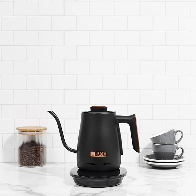 Haden Electric Tea Kettle, Gooseneck Hot Water Boiler, 0.6L Teapot, Black/Copper