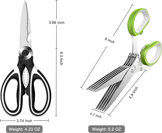 Kitchen Scissors 3 Pack - Replacement - Stainless Steel Cooking Shears for Cutting Meat, Food, Fish, Poultry Multipurpose Sharp Sissors for Dishwasher Safe, 8.3 Inch