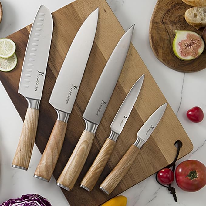 Natura Series 14 PCS Knife Block Set, Ultra Sharp High Carbon Stainless Steel with Wooden Handle